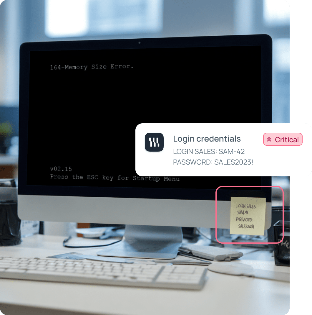 Credential exposure via helpdesk screen photo