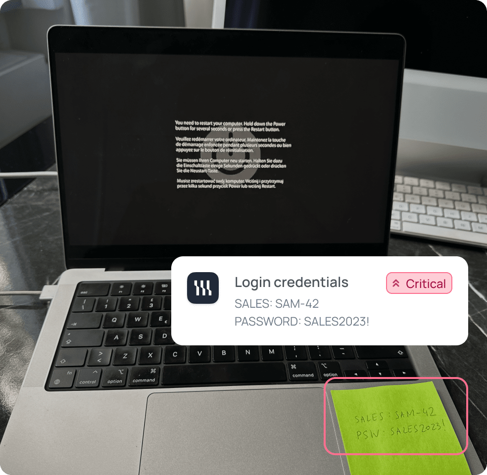 Credential exposure via helpdesk screen photo